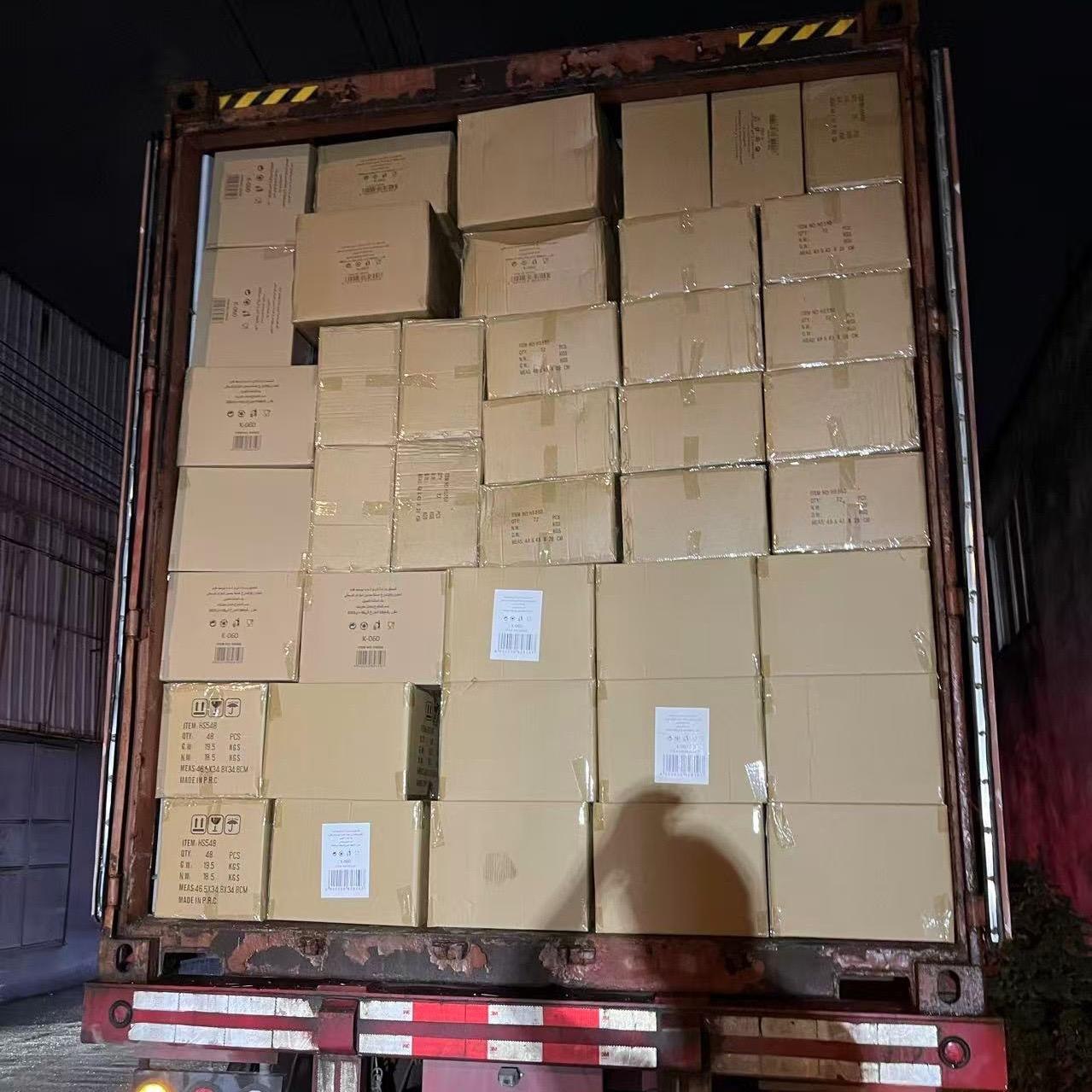 Packed export cartons in container for order follow-up