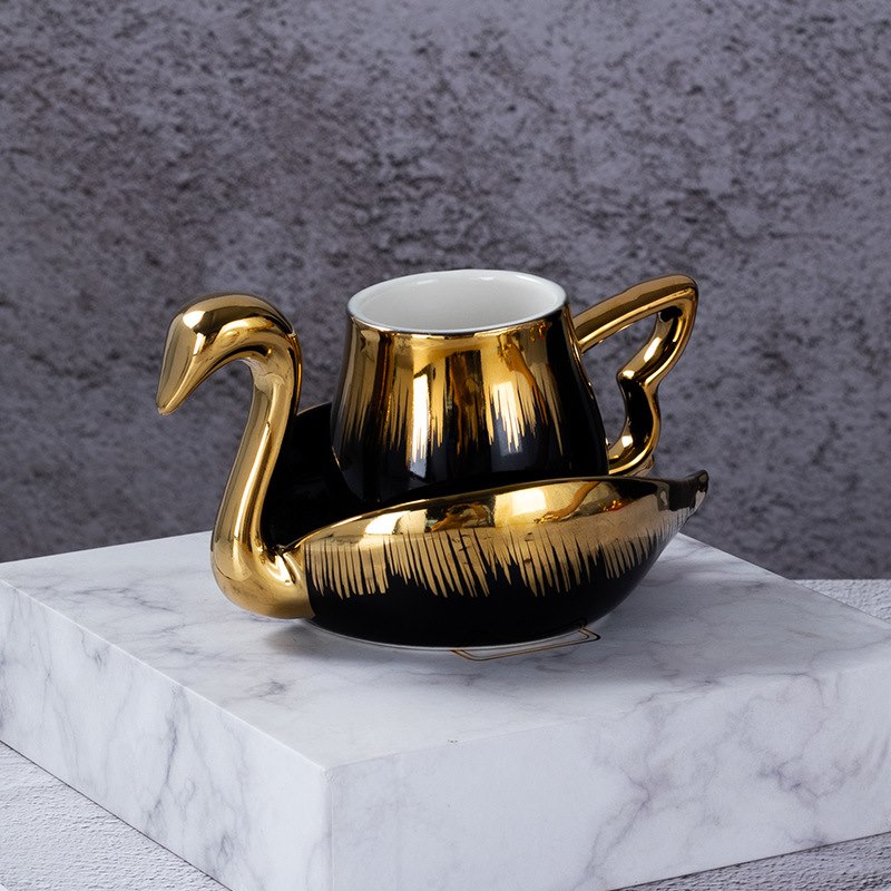 Black Luxury Swan single cup and saucer
