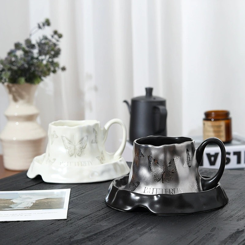 Product Dark Silver Textured Cup And Saucer Main