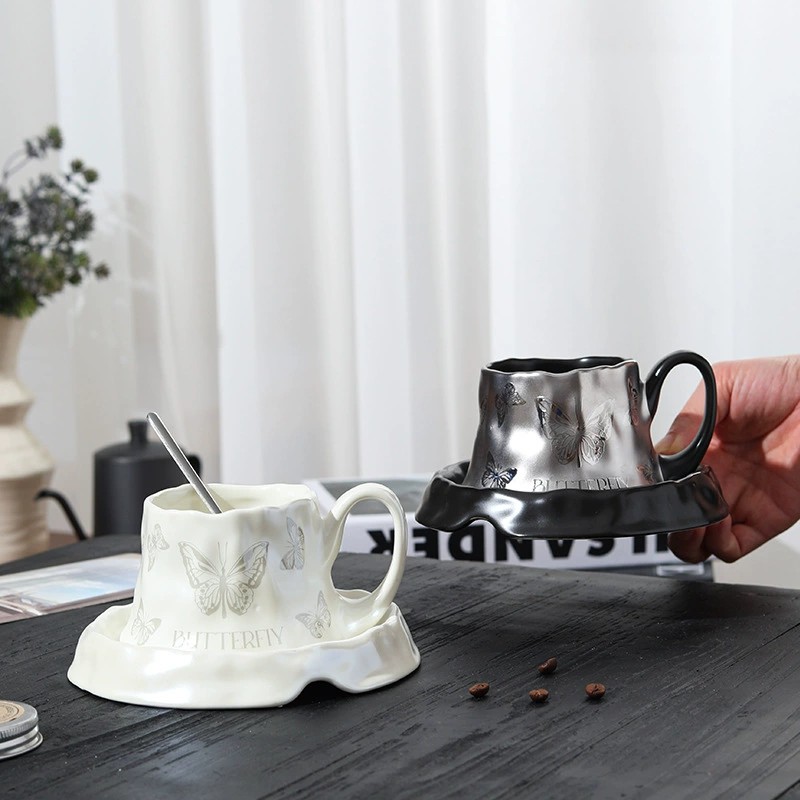 Product Dark Silver Textured Cup And Saucer Thumb 1