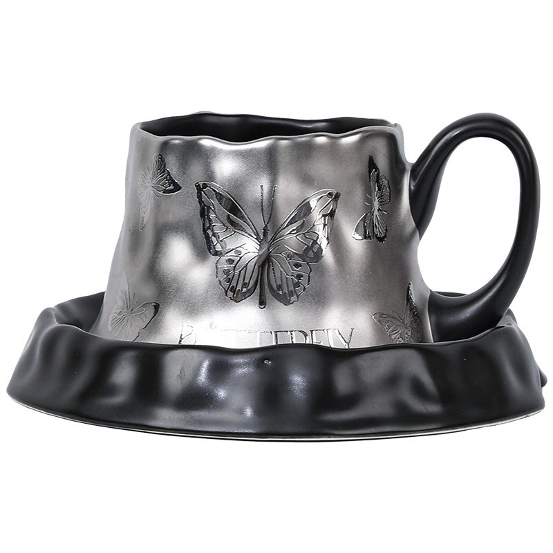Product Dark Silver Textured Cup And Saucer Thumb 2