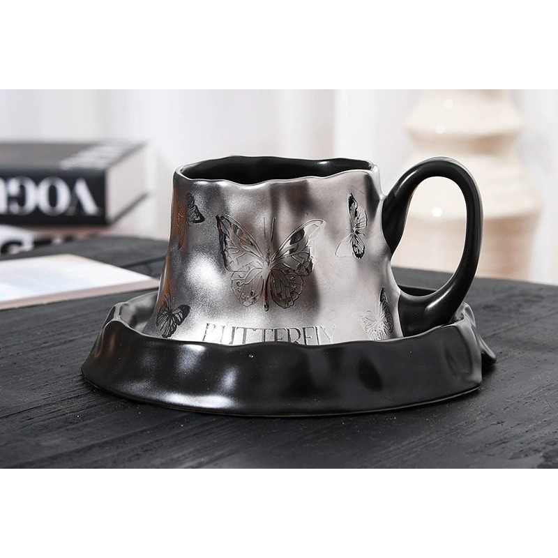 Product Dark Silver Textured Cup And Saucer Thumb 4