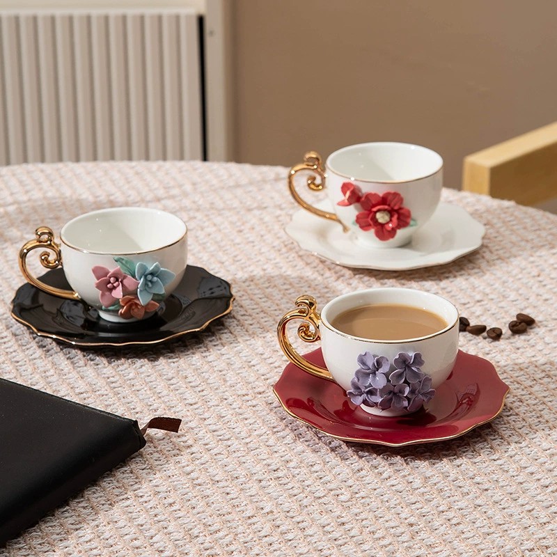 Product Gold Rim Hand Formed Flower Cup And Saucer Thumb 3