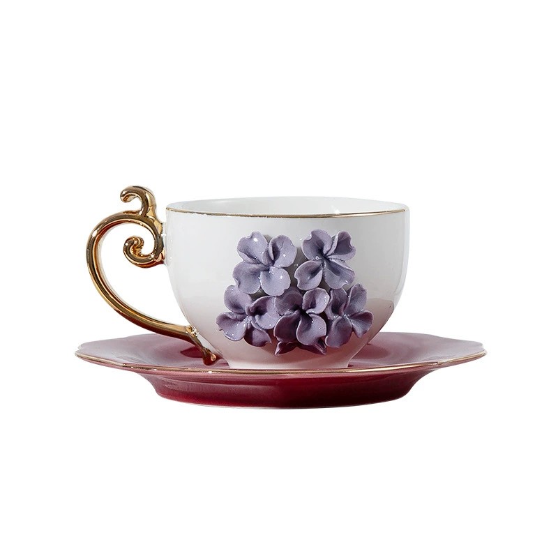 Product Gold Rim Hand Formed Flower Cup And Saucer Thumb 4