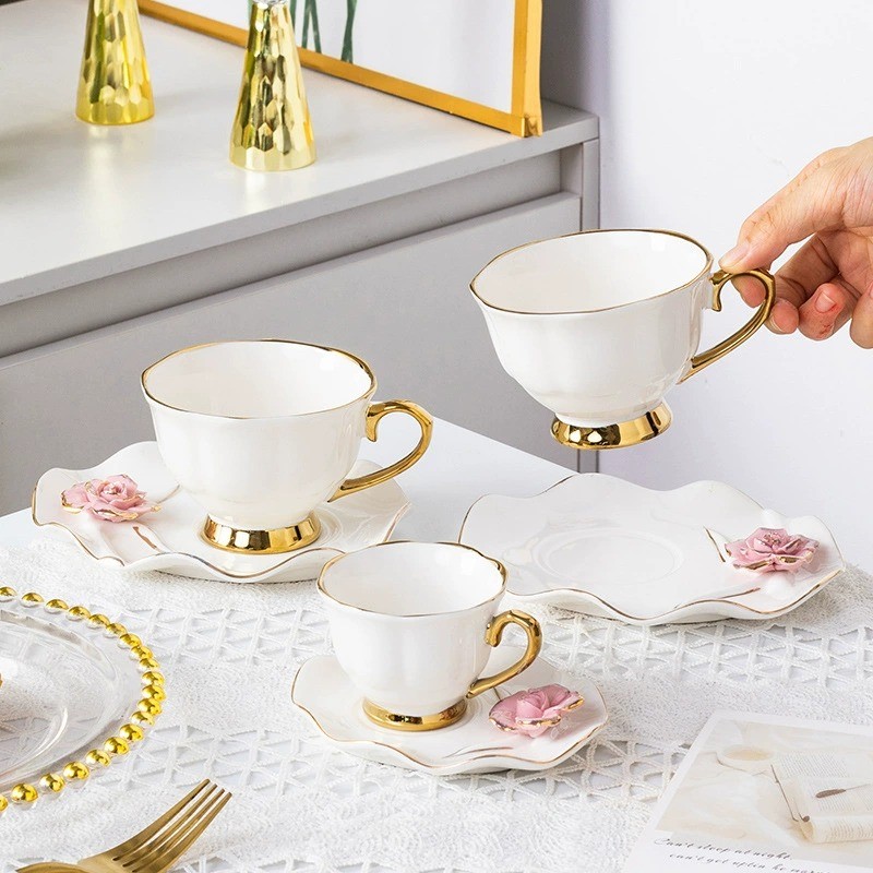 Product Gold Rim Sculpted Flower Cup And Saucer Main