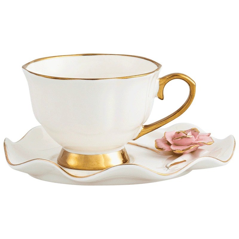 Product Gold Rim Sculpted Flower Cup And Saucer Thumb 1