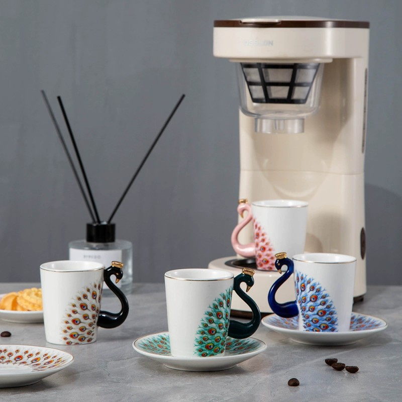 Product Peacock Motif Espresso Cup And Saucer Thumb 1
