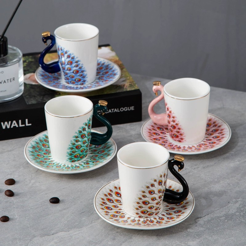Product Peacock Motif Espresso Cup And Saucer Thumb 2