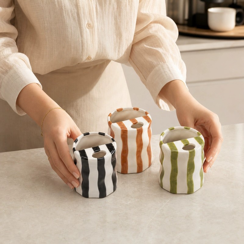 Product Retro Striped Ceramic Tumbler Main