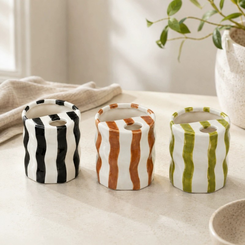 Product Retro Striped Ceramic Tumbler Thumb 1