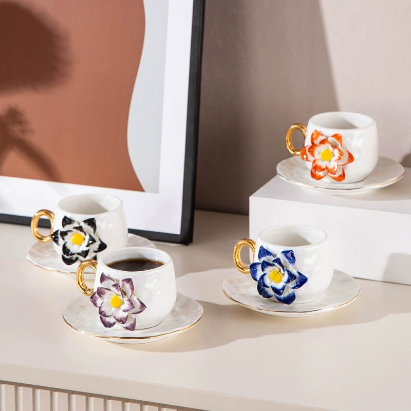 Product Sculpted Floral Espresso Cup And Saucer Thumb 1