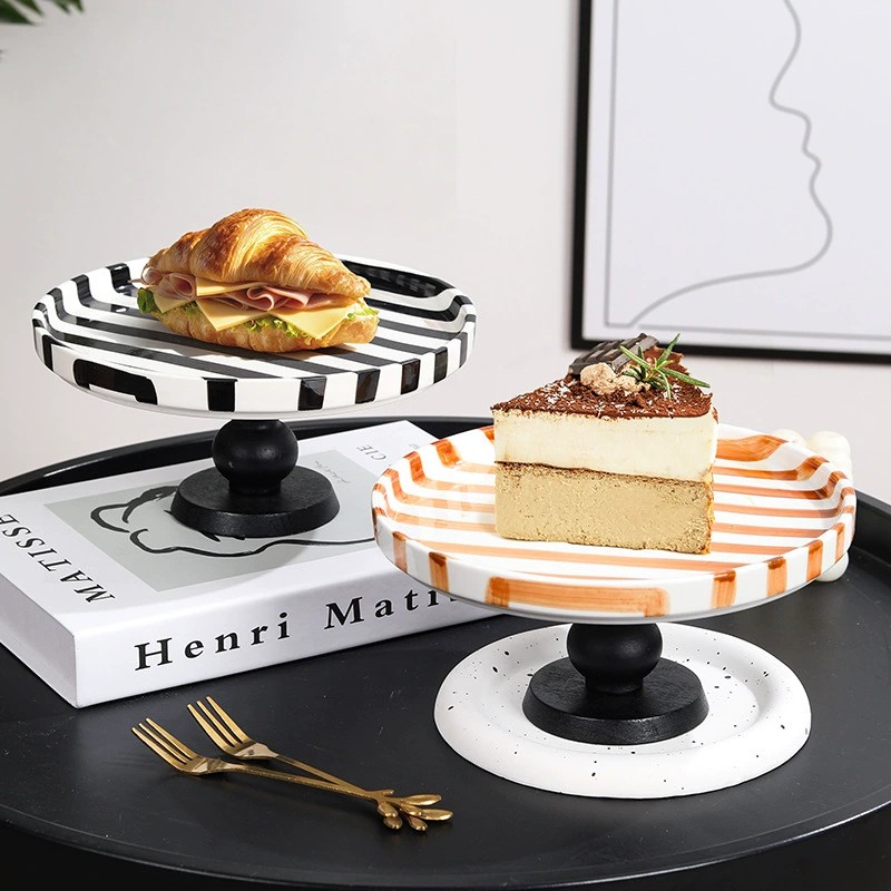 Product Striped Ceramic Cake Stand Thumb 1