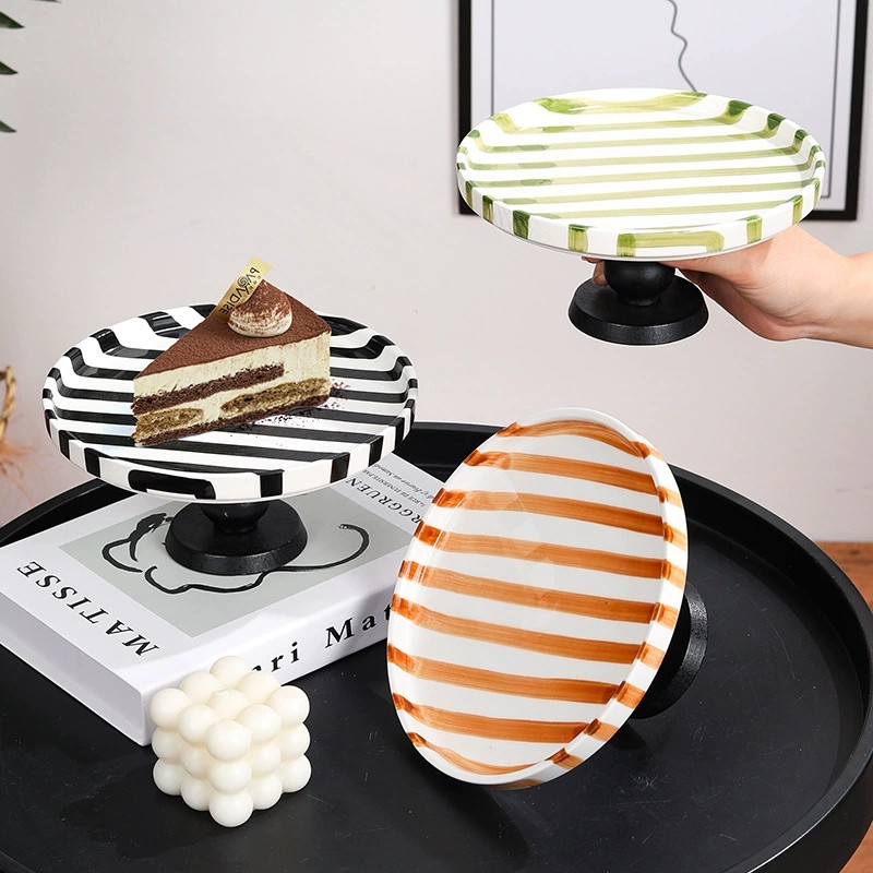 Product Striped Ceramic Cake Stand Thumb 2